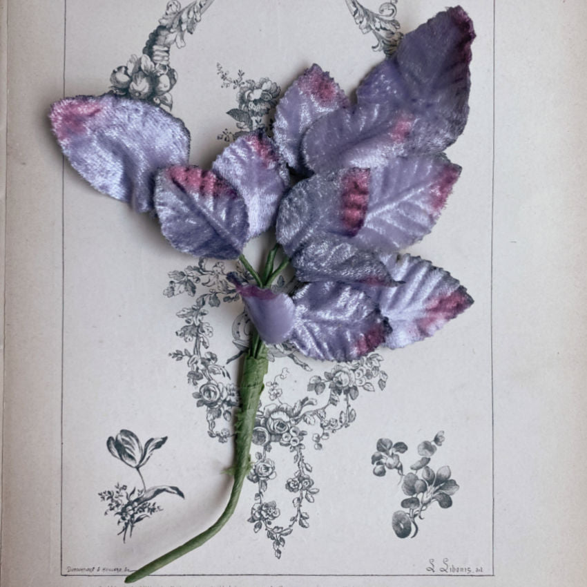 Vintage Purple Velvet Millinery Leaves