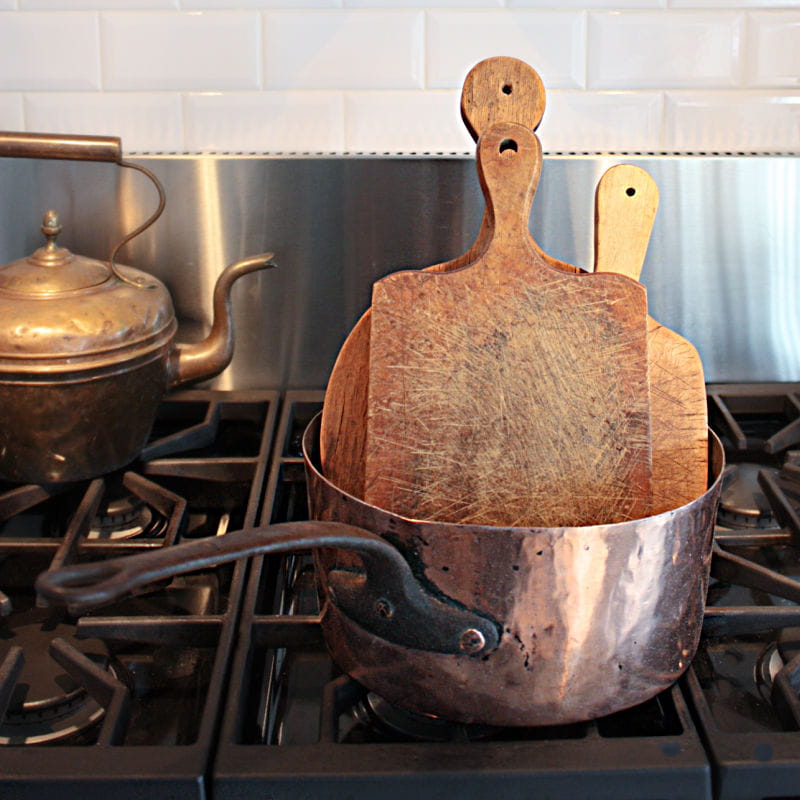 Antique Country Large Hand Hammered Copper Sauce Pan