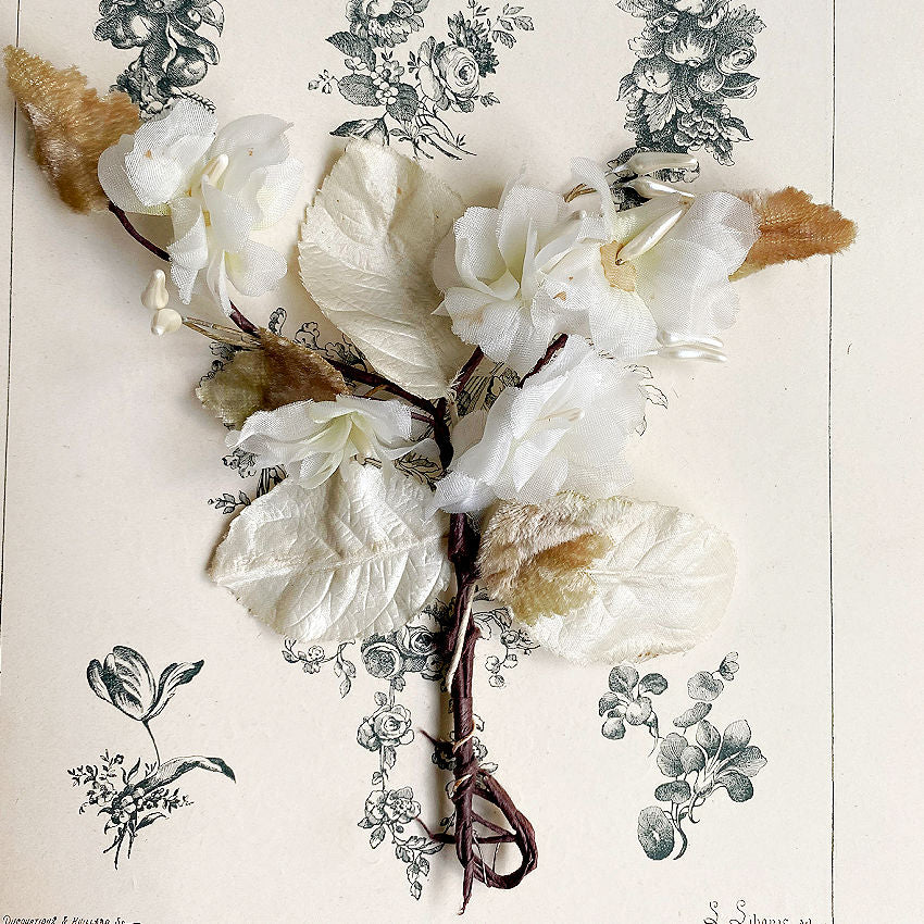 Antique silk and velvet floral millinery flowers