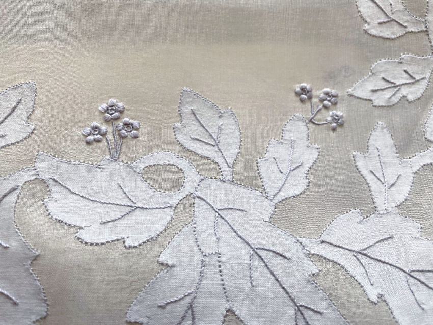 Soft Periwinkle Blue Vintage Madeira Embroidery Placemat Set- Setting for 6