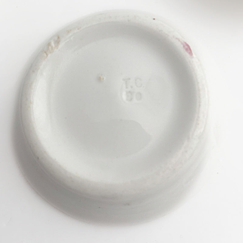 19th century ironstone butterpats with pink roses