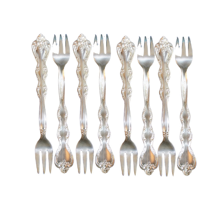 Vintage Silver Plate Appetizer or Oyster Forks Set of 8