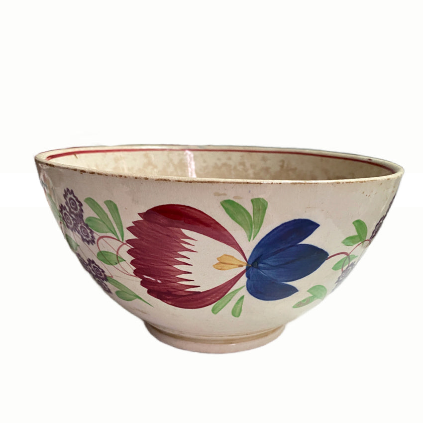 Antique English Staffordshire Spongeware Splatterware Large Bowl