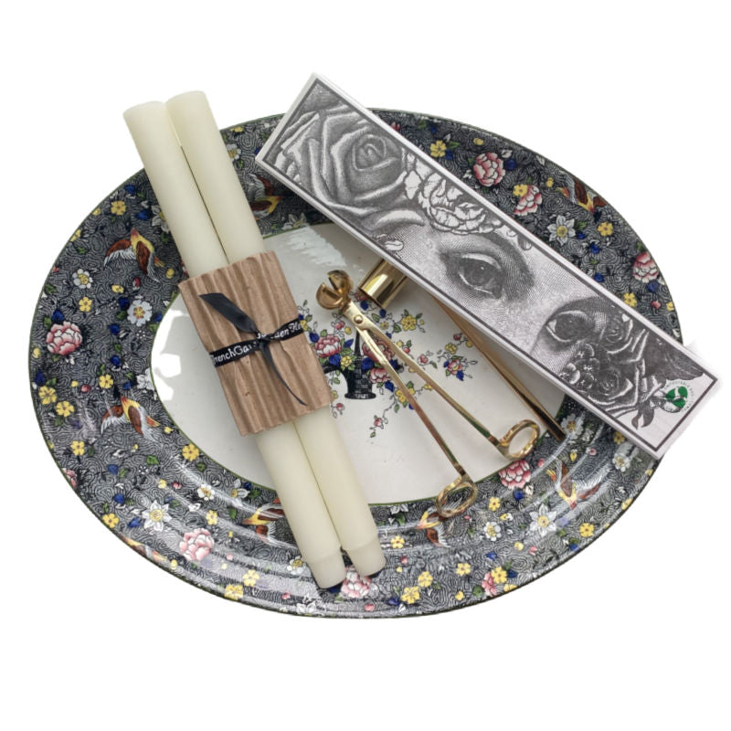 Hand Made Beeswax Taper Candles Pair French Cream