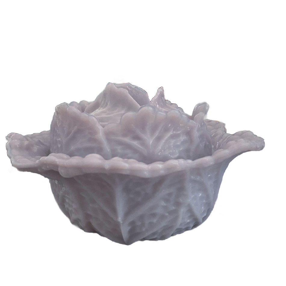 Antique Portieux Vallerysthal lilac opaline cabbage bowl with lid