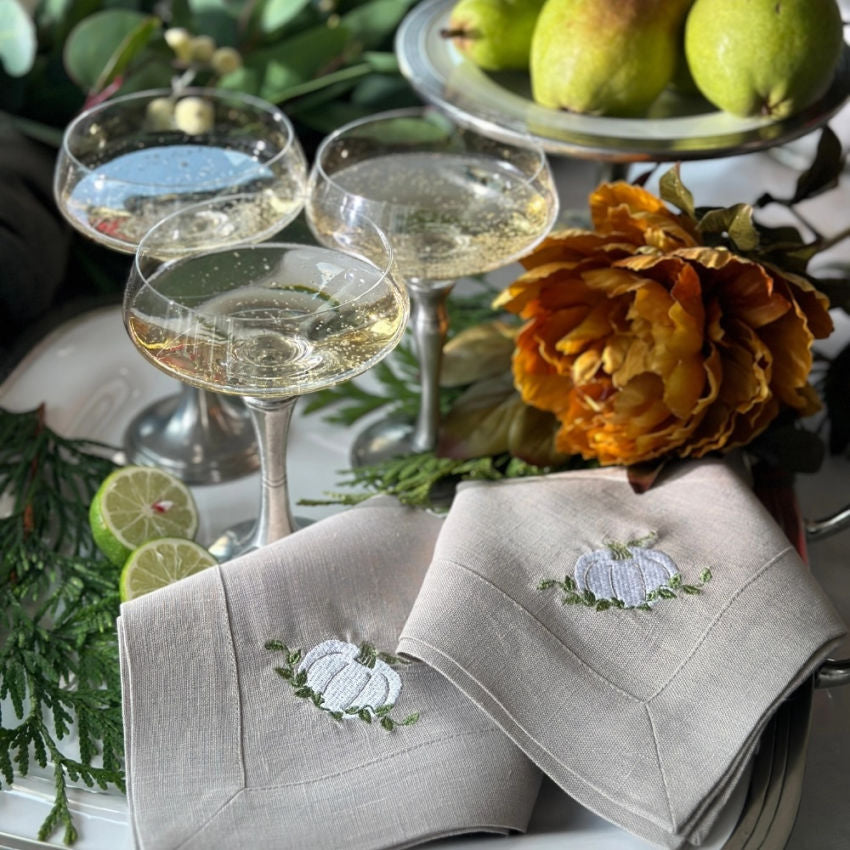 Arte Italica Pumpkin embroidered napkins