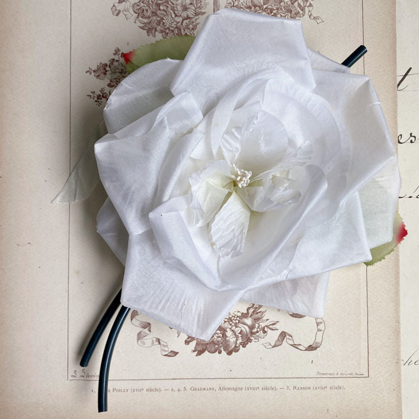 Vintage Millinery White Organza Rose Spray