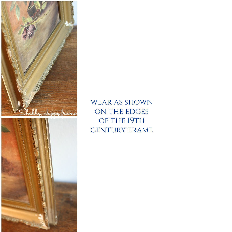 Shabby chic pink roses painting oil