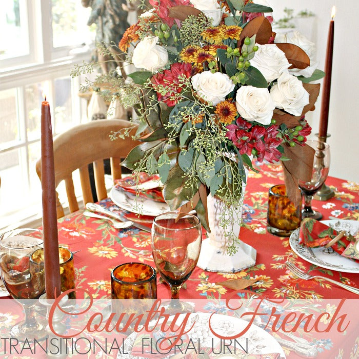 TRANSITIONAL COUNTRY FRENCH FLORAL URN