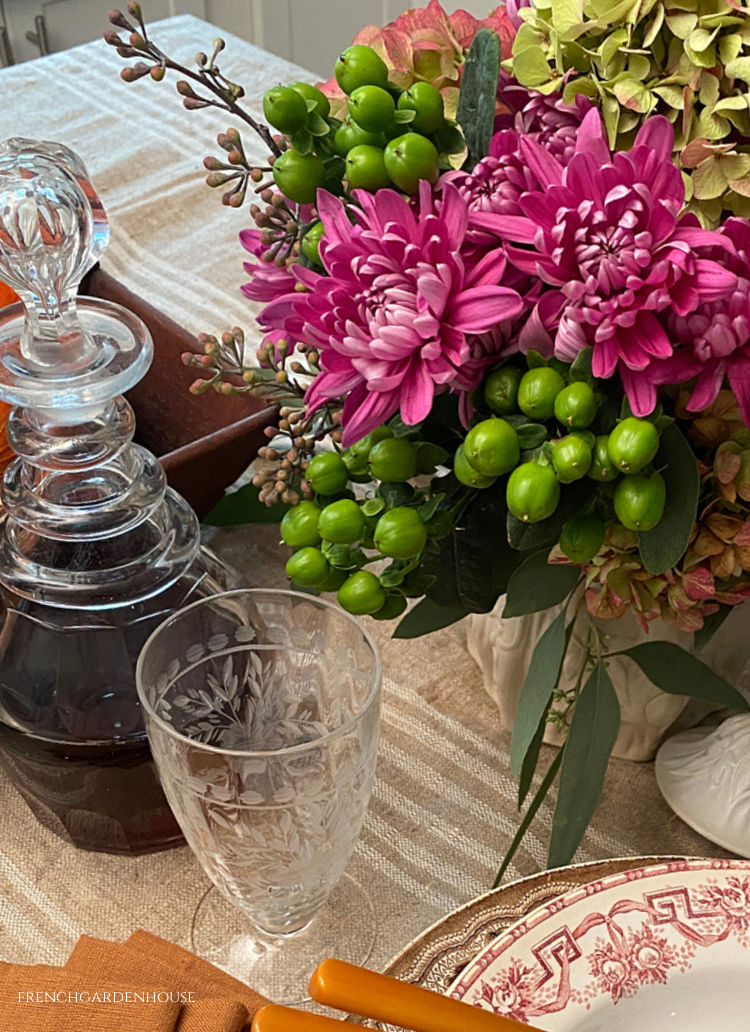 Autumn table set with French and English Antiques