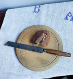 Decorative Antique Pine Wood Bread Plate & Knife
