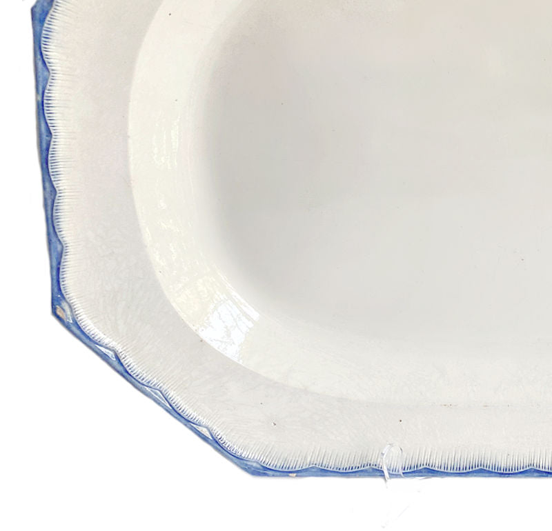 Rare 1820&#39;s English Georgian Blue &amp; White Featherware Leeds Platter