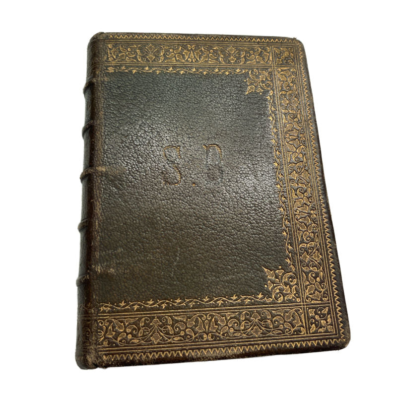 1889 French Paroissien Romain leather-bound missal with gilt detailing—beautiful antique prayer book, rich in faith and history.
