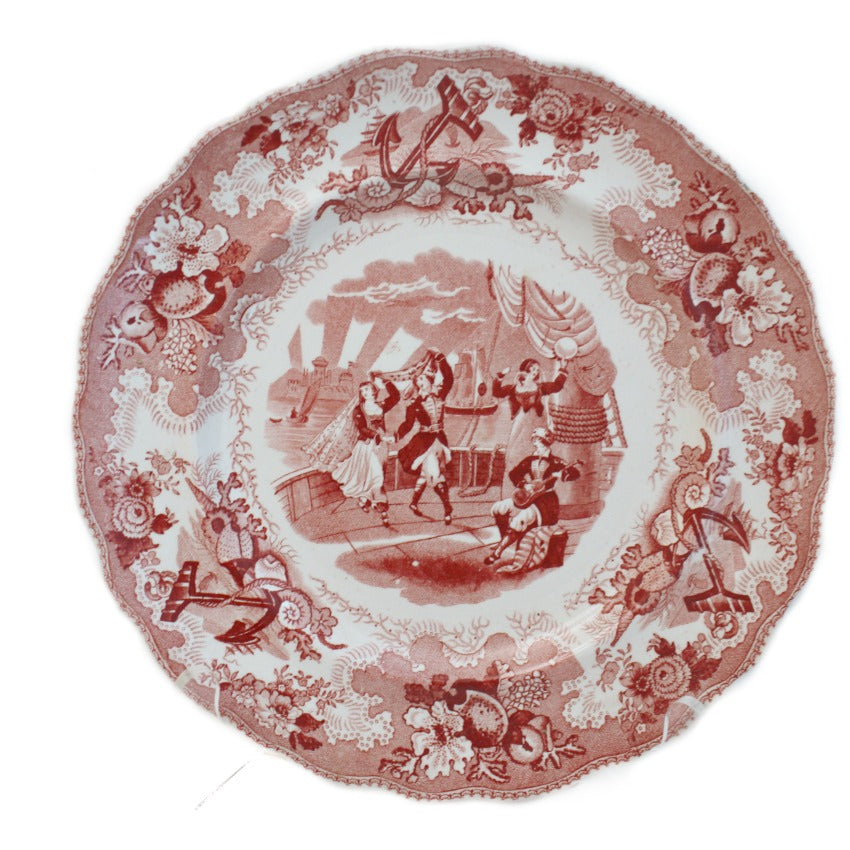 Exceptional 18th Century Staffordshire Soft Paste Red &amp; White Plate