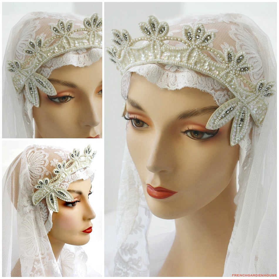 Vintage Wedding Beaded and Rhinestone Tiara Headpiece