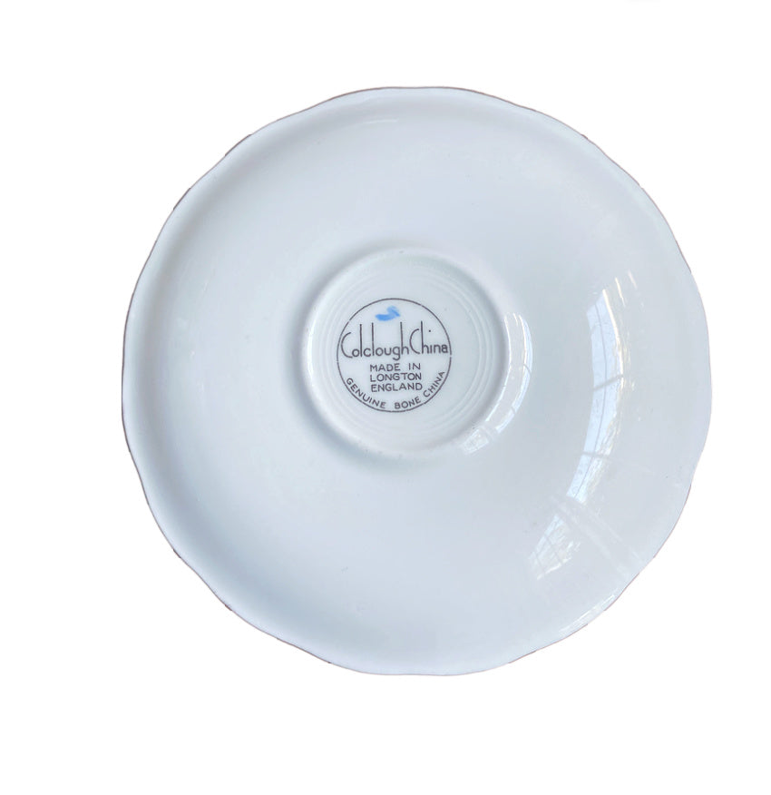 1930&#39;s English Staffordshire Tea Cup with Garden Bouquet and Lavender Details