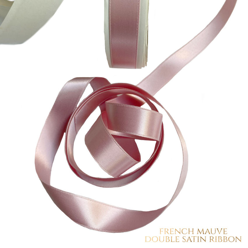 1930&#39;s Vintage French Taffeta Satin Ribbon 5/8&quot; Mauve