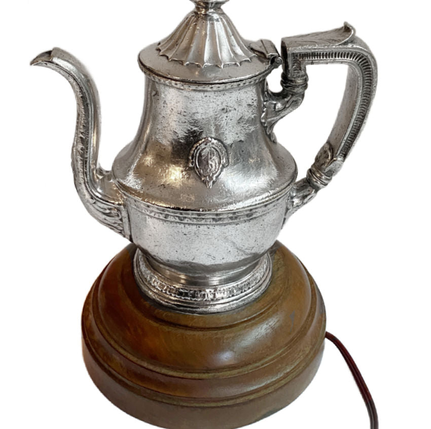 1940's Hotel Silver Coffee Pot Tabletop Lamp