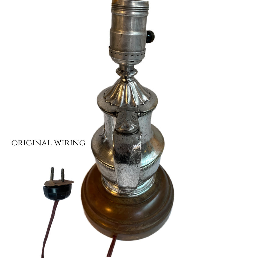 1940&#39;s Hotel Silver Coffee Pot Tabletop Lamp