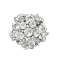Signed 1940s Eisenberg pavé icing ribbon brooch with brilliant rhinestones in rhodium plating. Iconic vintage statement jewelry, highly collectible design.