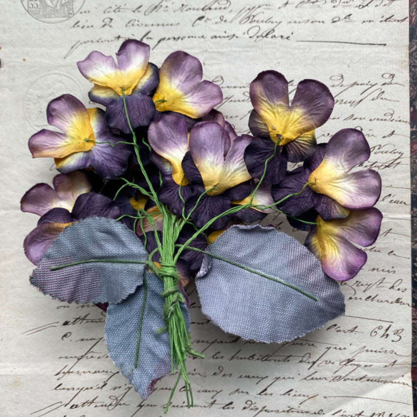 1940's Purple Pansies Millinery Bouquet