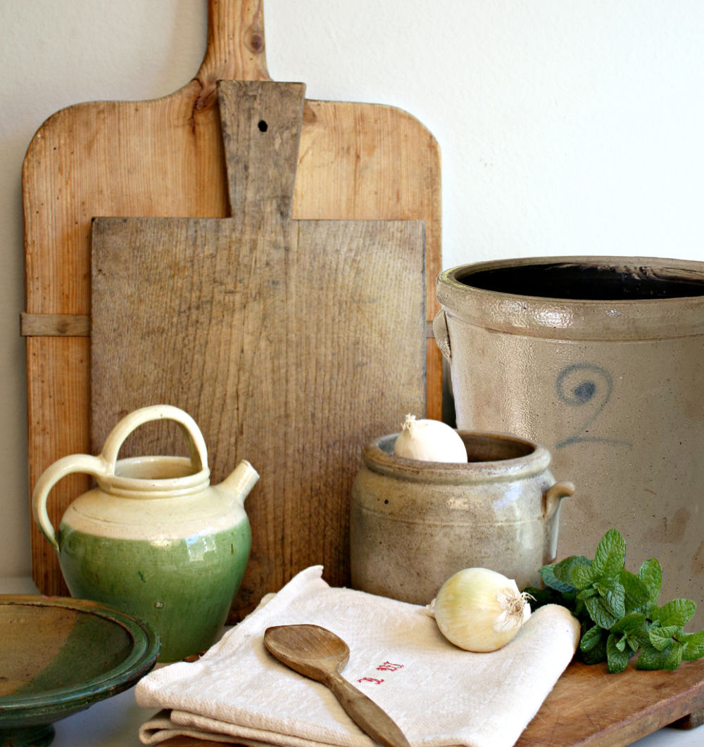 Antique French Country Style Stoneware Butter Crock No 2