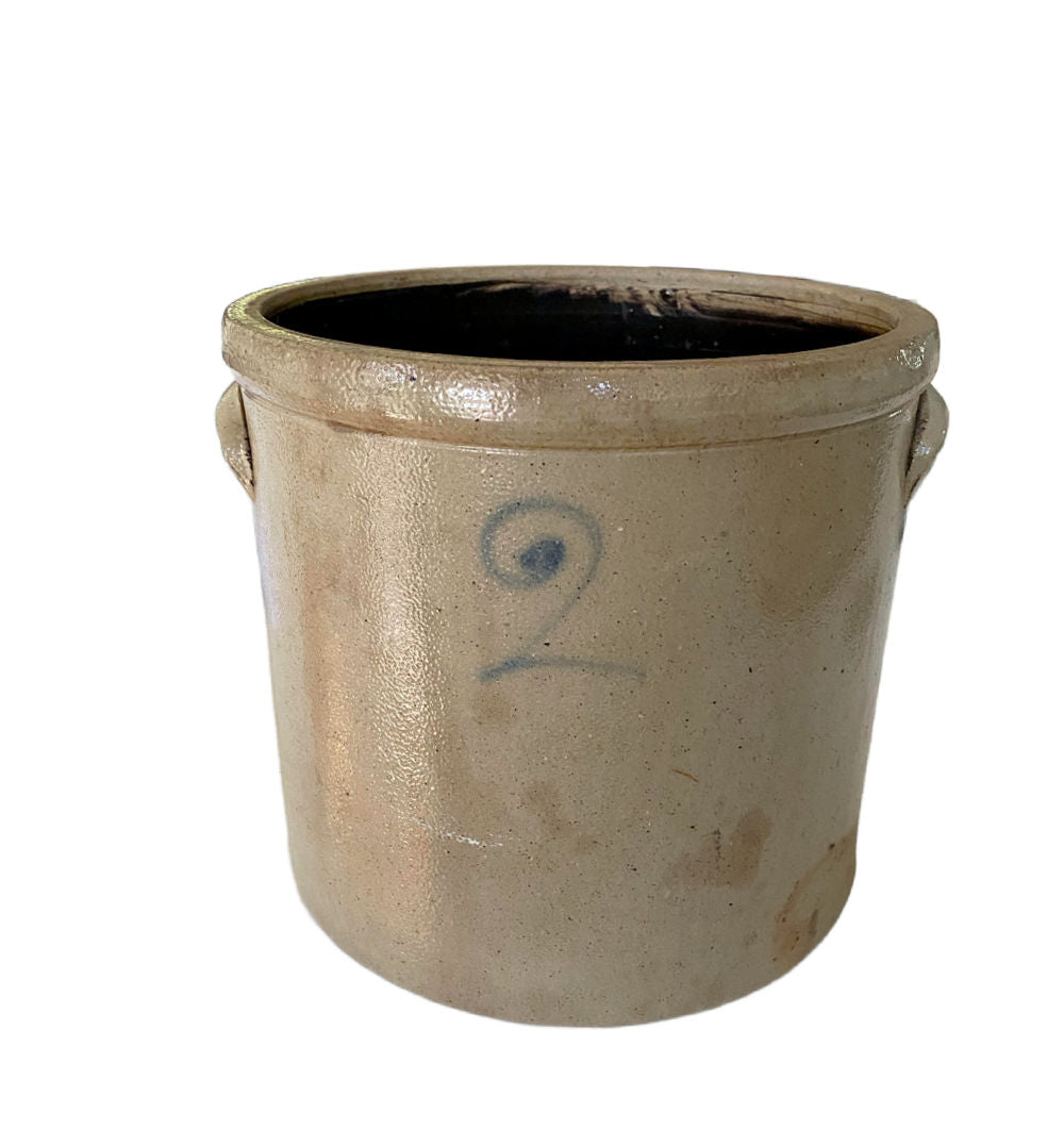 Antique French Country Style Stoneware Butter Crock No 2