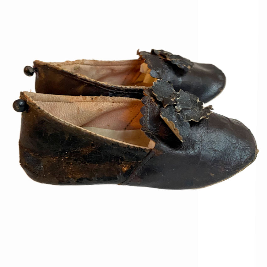 19th Century French Black Romantic Period Baby Shoes