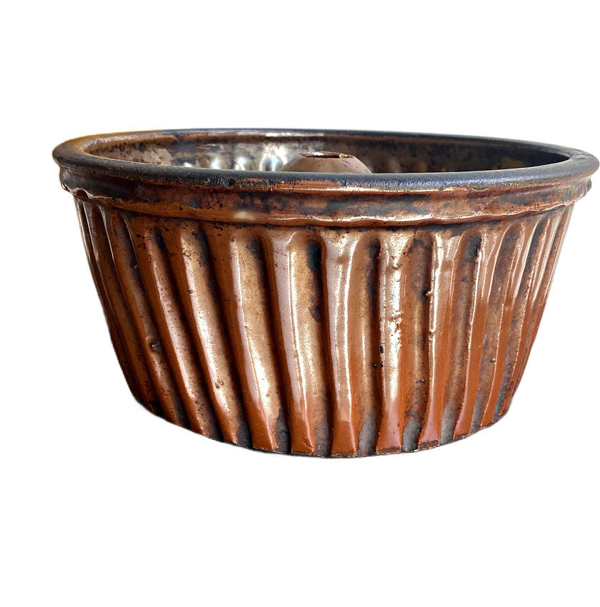 19th century French brown glazed pottery “moule a gateau” cake mold, circa 1850