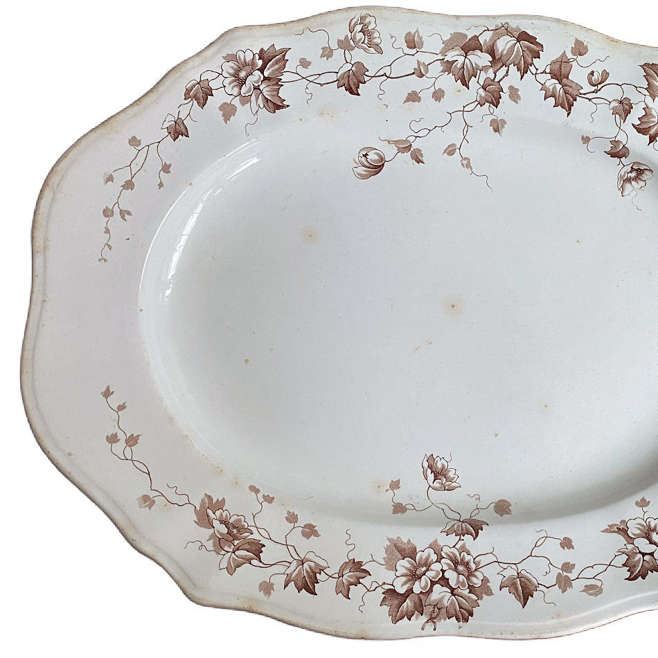 19th Century Ironstone Staffordshire Large Brown Transferware Platter