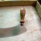 19th Century Country Metal & Oak Herb Chopper