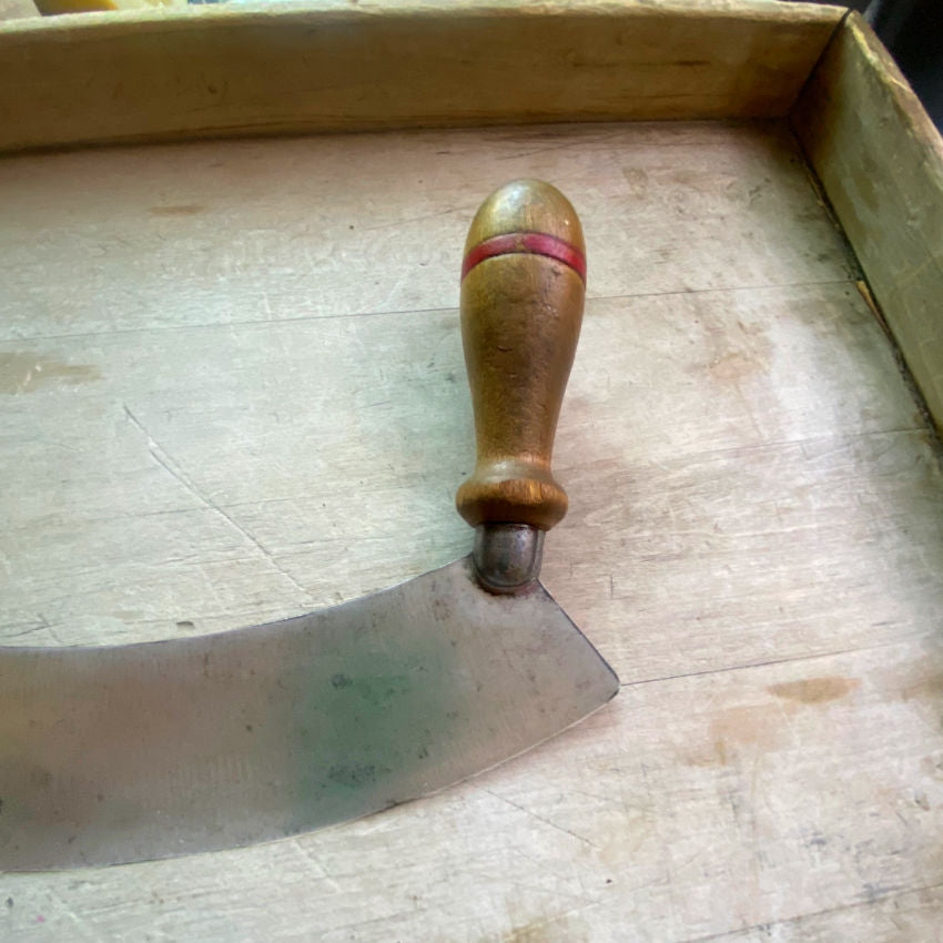 19th Century Country Metal & Oak Herb Chopper