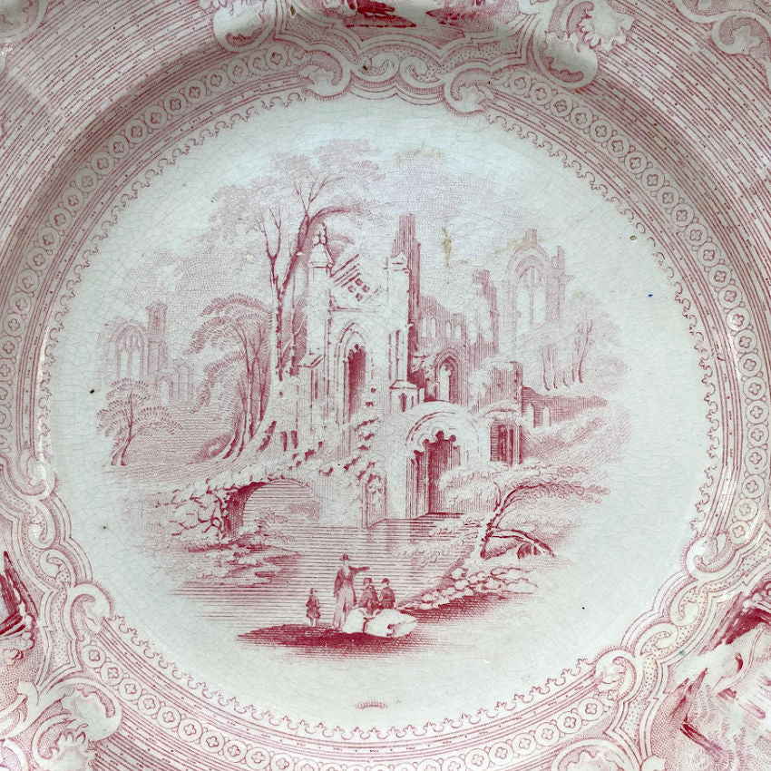 19th Century Staffordshire Pink Ironstone Transfer Plate