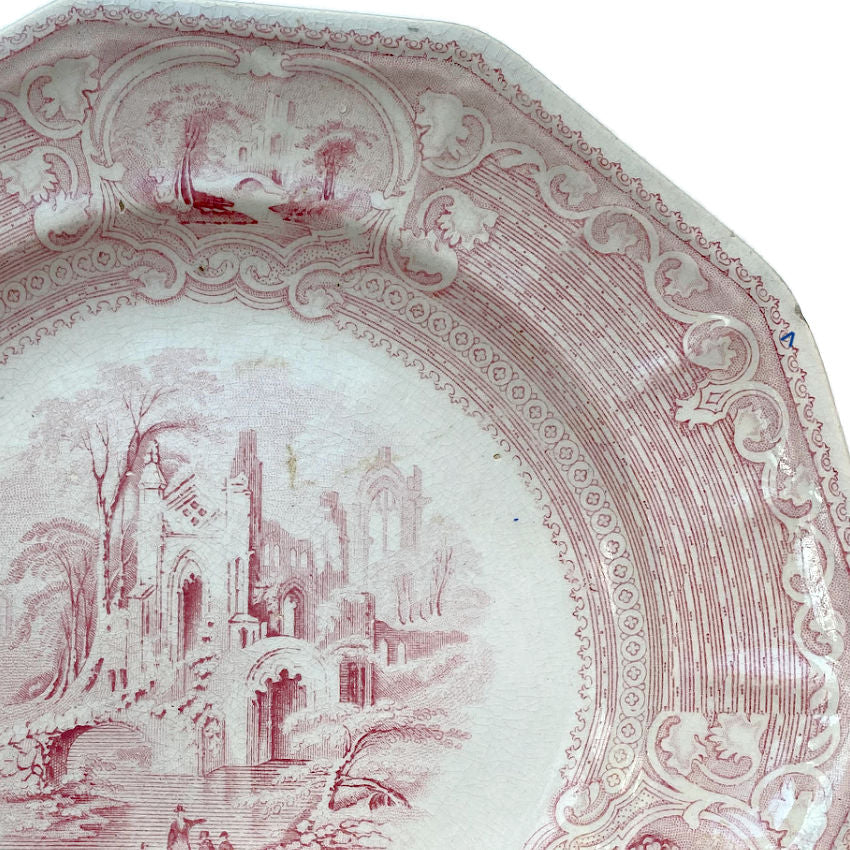 19th Century Staffordshire Pink Ironstone Transfer Plate