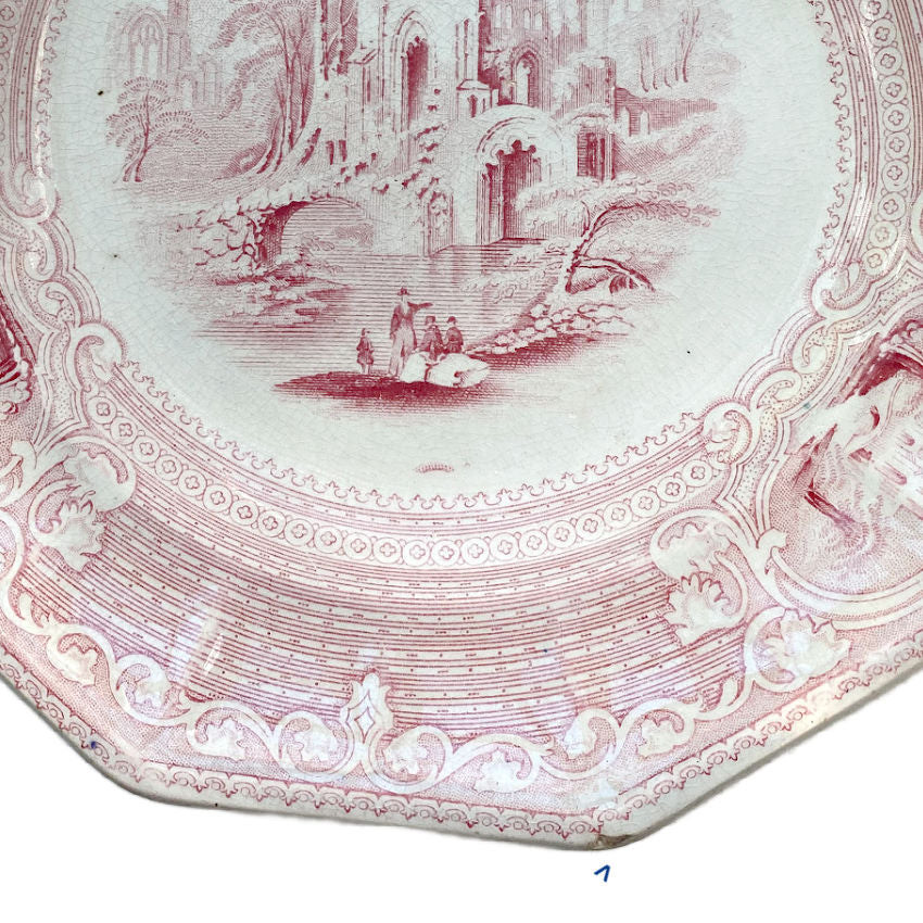 19th Century Staffordshire Pink Ironstone Transfer Plate