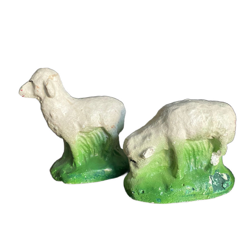 Antique Chalkware Sheep Pair II