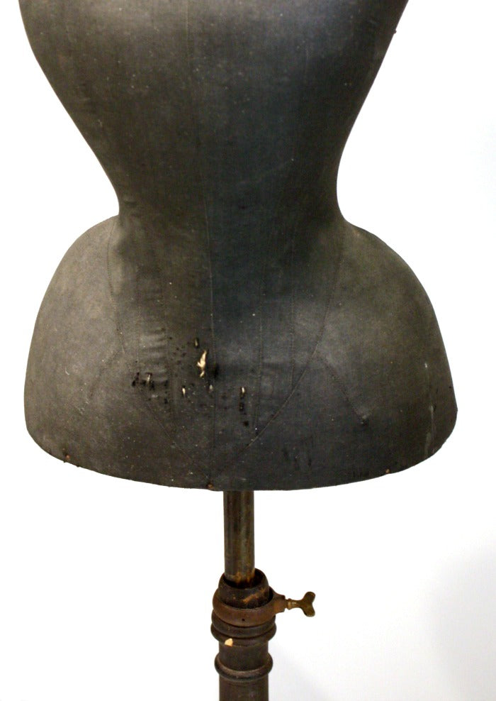 19th Century Antique French Wasp Waist Black Mannequin