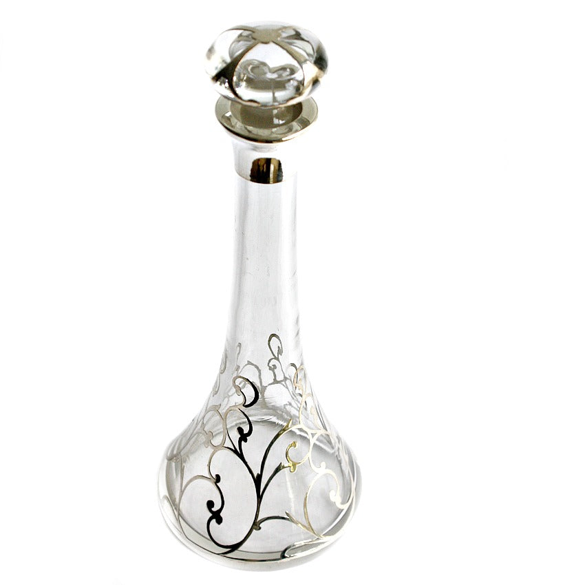 Antique Sterling Silver Overlay Art Nouveau Perfume Bottle