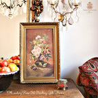 Rare oil painting of pink roses