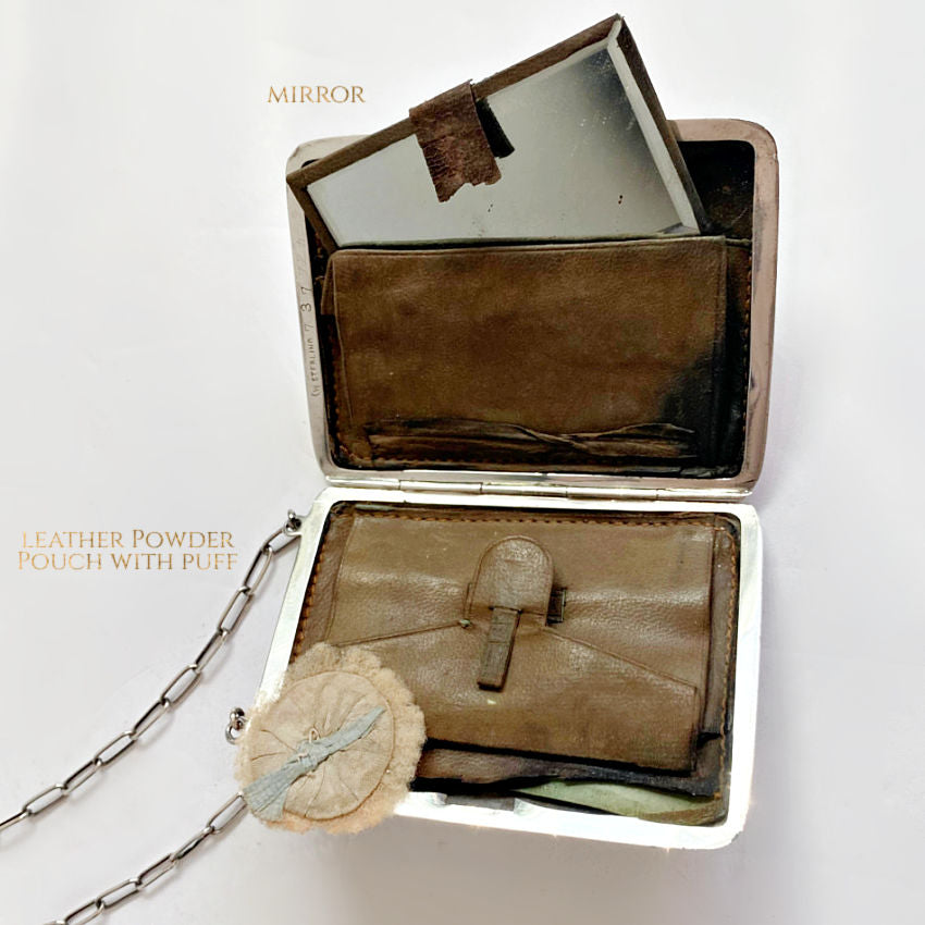 Sterling antique coin purse with mirror and powder puff