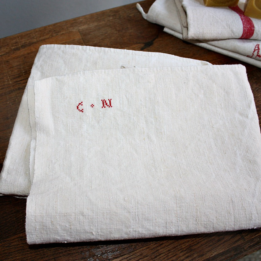 19th Century Hand Woven French Country Linen Towel C N