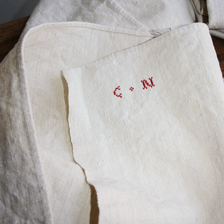 19th Century Hand Woven French Country Linen Towel C N