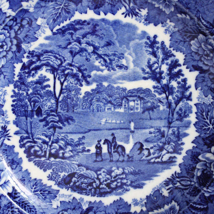 Antique English Wedgwood Cobalt Blue Scenic Plate