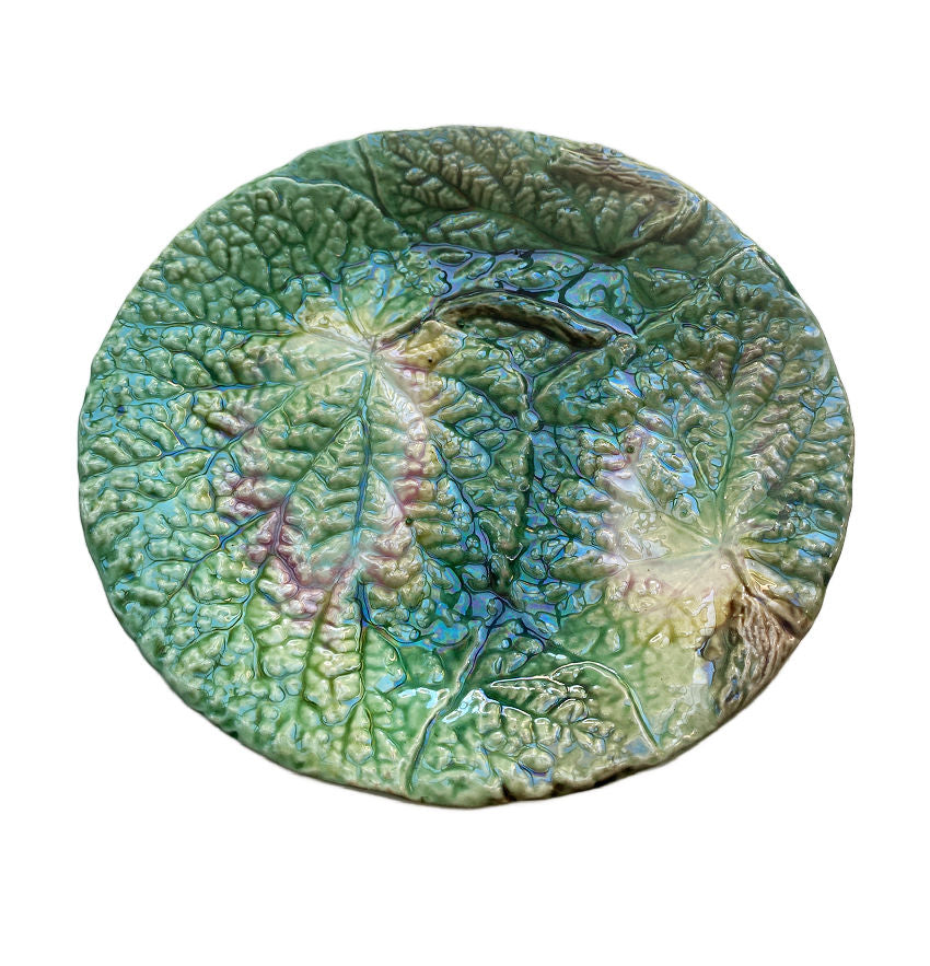 19th Century English Majolica Begonia Plate
