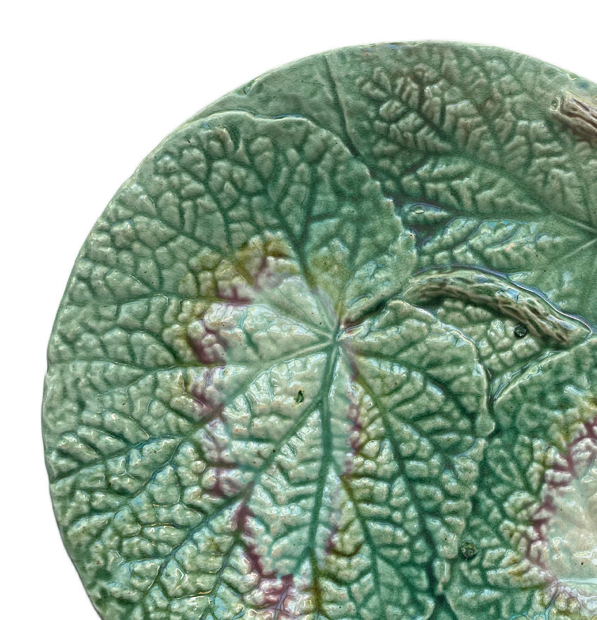 19th Century English Majolica Begonia Plate I