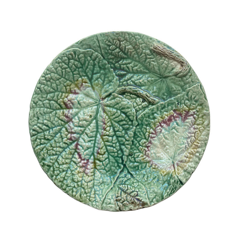 19th Century English Majolica Begonia Plate I