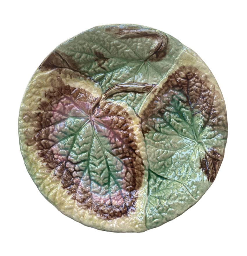 19th Century English Majolica Begonia Plate III