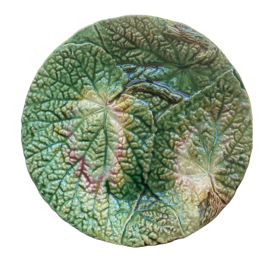 19th Century English Majolica Begonia Plate