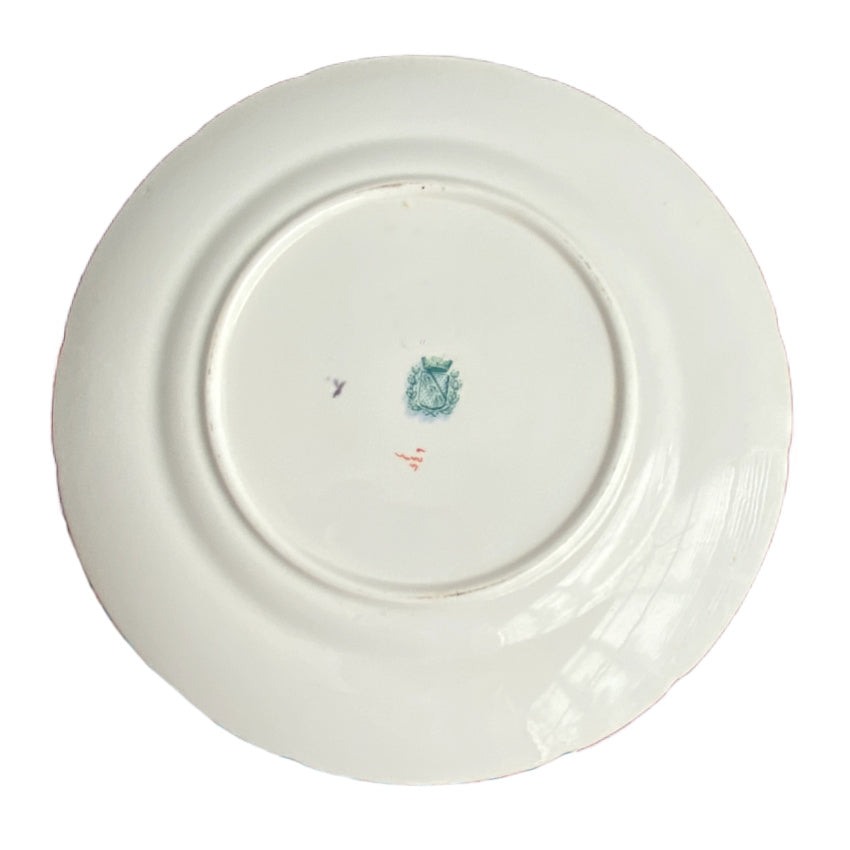 19th Century French Hand Enameled Turquoise and Floral Plates Set of 6