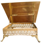 Back view of Adjustable gilt brass book support on a 19th century French Napoleon III porte-livre